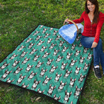 Cartoon Boston Terrier Pattern Print Quilt