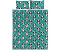 Cartoon Boston Terrier Pattern Print Quilt Bed Set