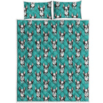 Cartoon Boston Terrier Pattern Print Quilt Bed Set