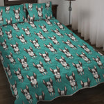 Cartoon Boston Terrier Pattern Print Quilt Bed Set