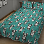 Cartoon Boston Terrier Pattern Print Quilt Bed Set