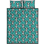 Cartoon Boston Terrier Pattern Print Quilt Bed Set