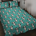 Cartoon Boston Terrier Pattern Print Quilt Bed Set