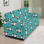 Cartoon Boston Terrier Pattern Print Sofa Cover