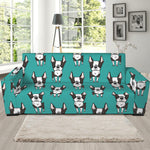 Cartoon Boston Terrier Pattern Print Sofa Slipcover