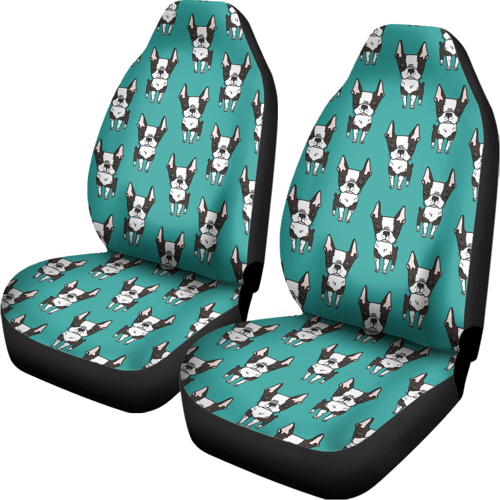 Cartoon Boston Terrier Pattern Print Universal Fit Car Seat Covers