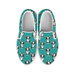 Cartoon Boston Terrier Pattern Print White Slip On Shoes