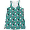 Cartoon Boston Terrier Pattern Print Women's Racerback Tank Top