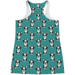 Cartoon Boston Terrier Pattern Print Women's Racerback Tank Top