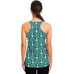 Cartoon Boston Terrier Pattern Print Women's Racerback Tank Top