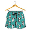 Cartoon Boston Terrier Pattern Print Women's Shorts