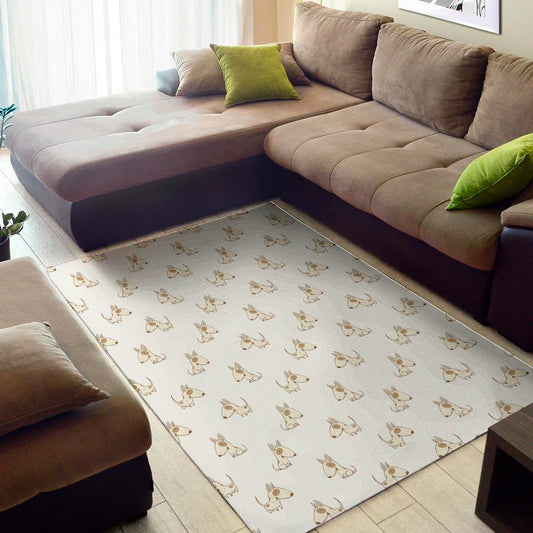 Cartoon Bull Terrier Pattern Print Area Rug