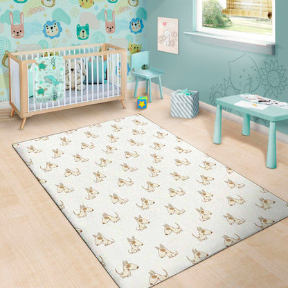 Cartoon Bull Terrier Pattern Print Area Rug