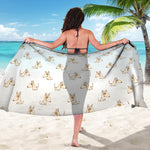Cartoon Bull Terrier Pattern Print Beach Sarong Wrap