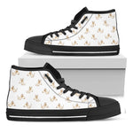 Cartoon Bull Terrier Pattern Print Black High Top Shoes