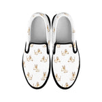 Cartoon Bull Terrier Pattern Print Black Slip On Shoes