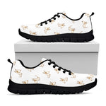 Cartoon Bull Terrier Pattern Print Black Sneakers