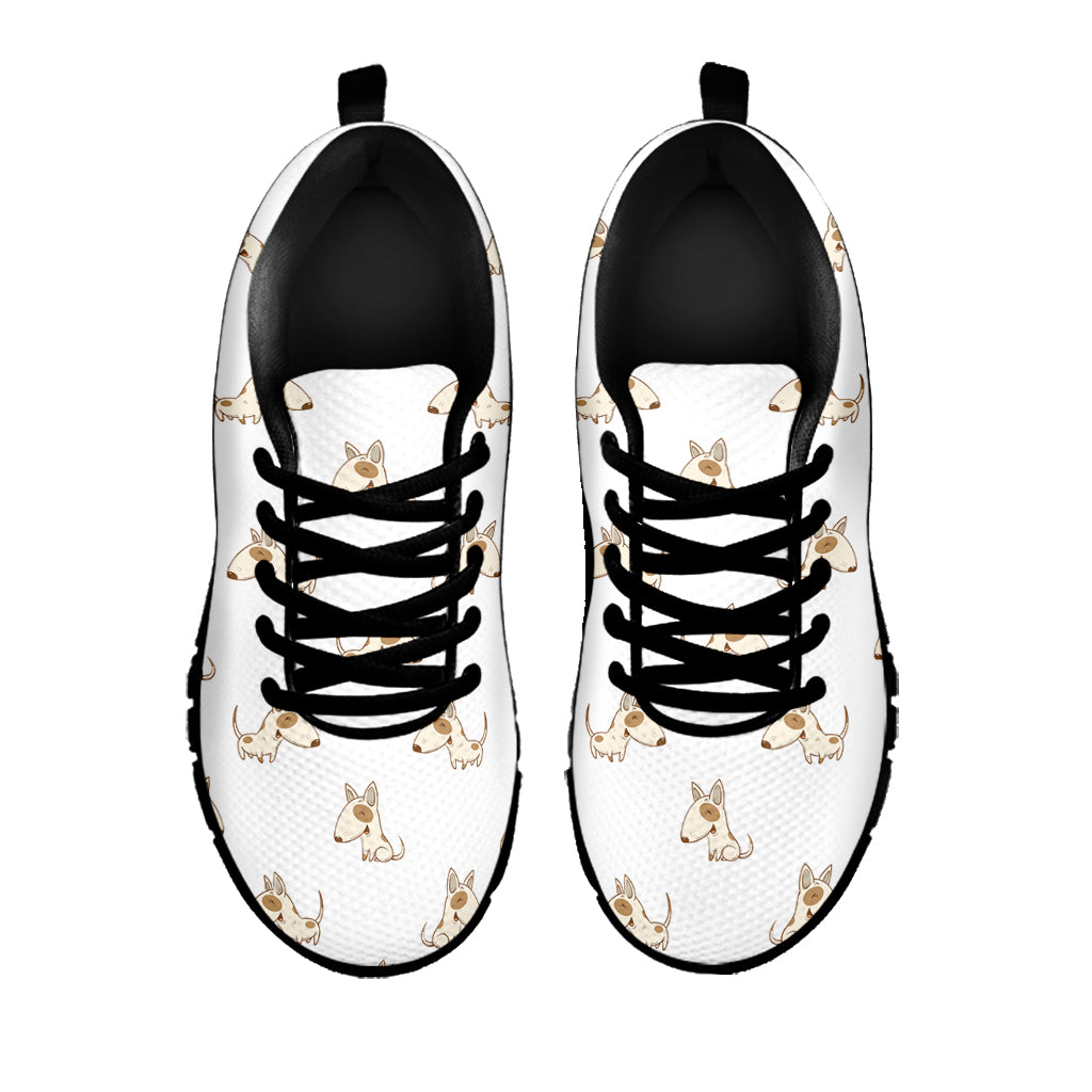Cartoon Bull Terrier Pattern Print Black Sneakers