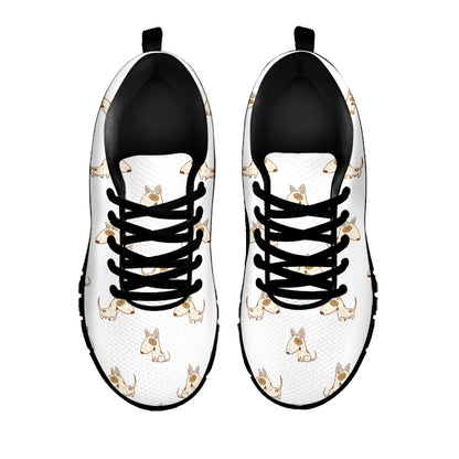 Cartoon Bull Terrier Pattern Print Black Sneakers