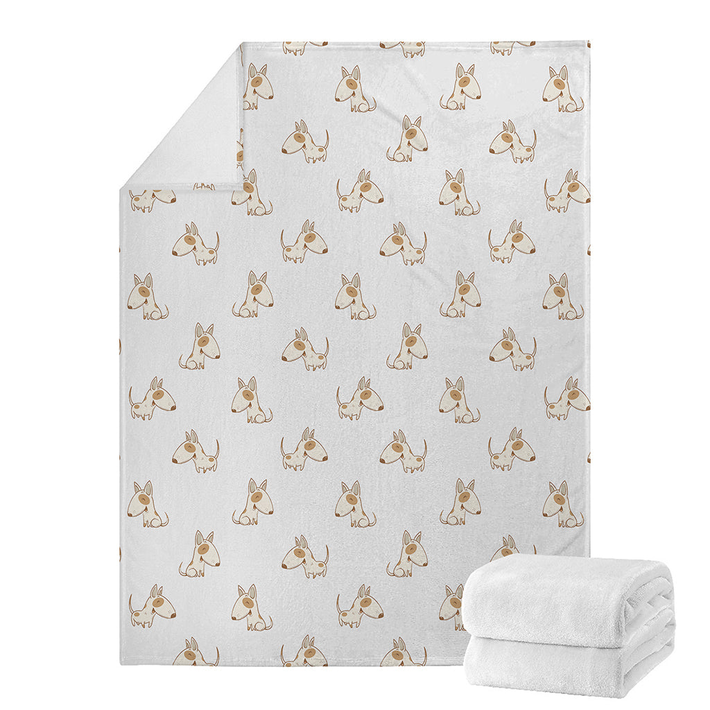 Cartoon Bull Terrier Pattern Print Blanket