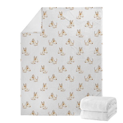 Cartoon Bull Terrier Pattern Print Blanket