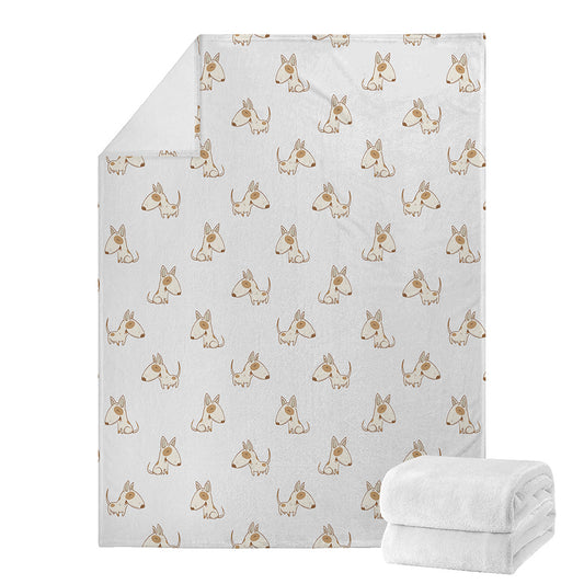 Cartoon Bull Terrier Pattern Print Blanket