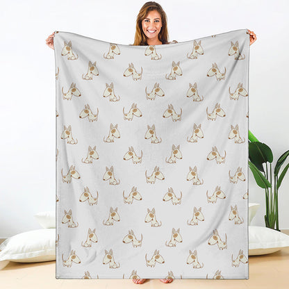 Cartoon Bull Terrier Pattern Print Blanket
