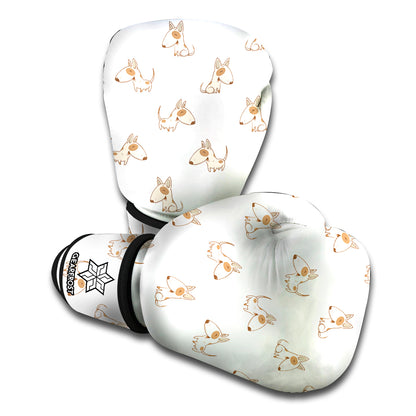 Cartoon Bull Terrier Pattern Print Boxing Gloves