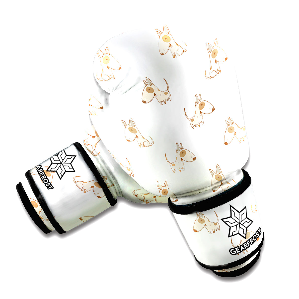 Cartoon Bull Terrier Pattern Print Boxing Gloves