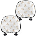 Cartoon Bull Terrier Pattern Print Car Headrest Covers