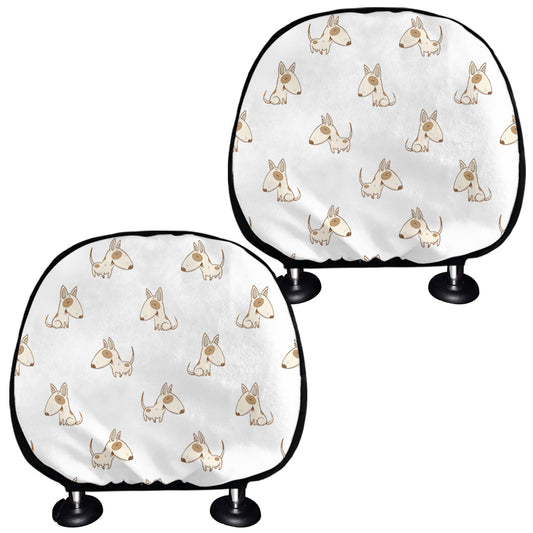 Cartoon Bull Terrier Pattern Print Car Headrest Covers