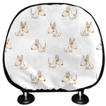 Cartoon Bull Terrier Pattern Print Car Headrest Covers