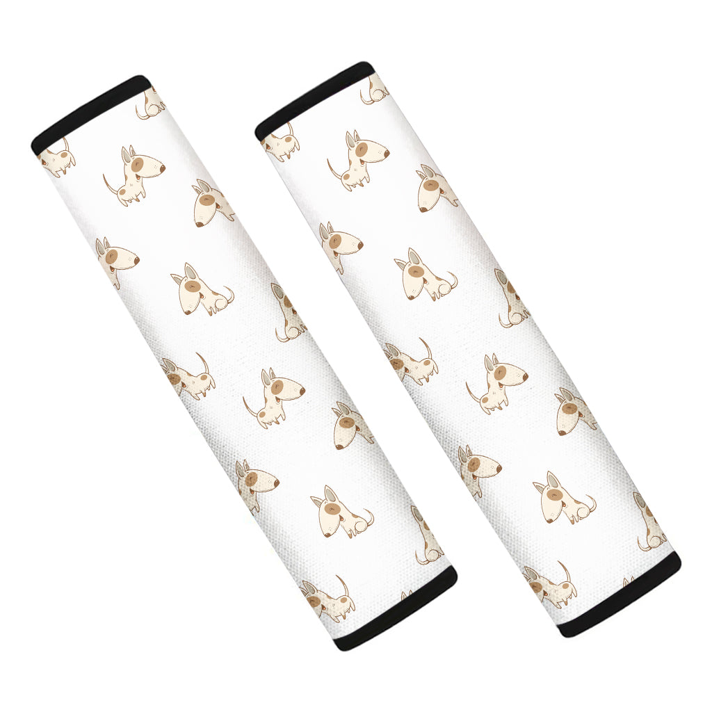 Cartoon Bull Terrier Pattern Print Car Seat Belt Covers
