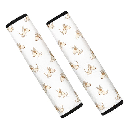 Cartoon Bull Terrier Pattern Print Car Seat Belt Covers