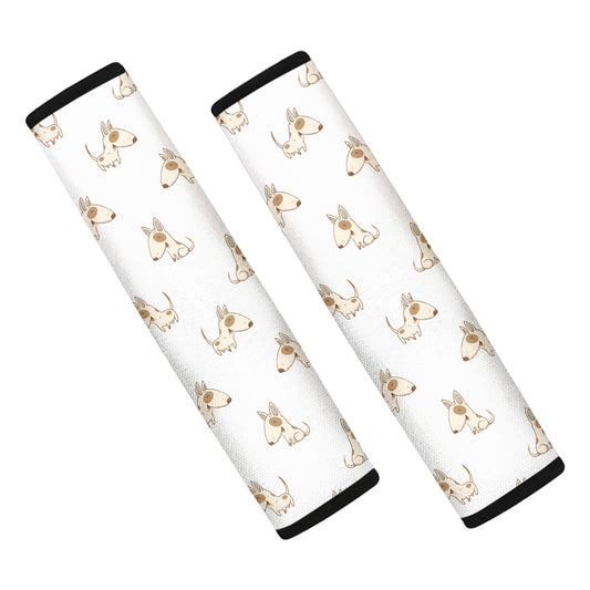 Cartoon Bull Terrier Pattern Print Car Seat Belt Covers
