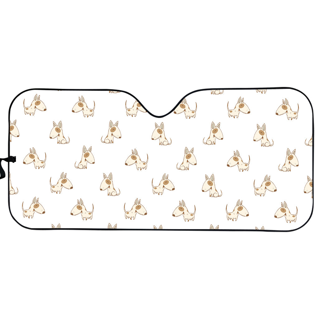 Cartoon Bull Terrier Pattern Print Car Sun Shade