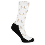 Cartoon Bull Terrier Pattern Print Crew Socks