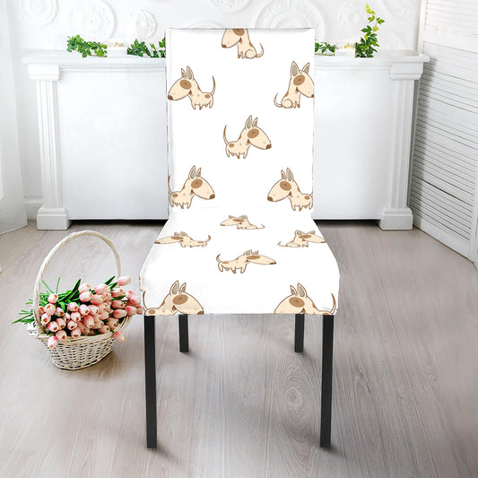 Cartoon Bull Terrier Pattern Print Dining Chair Slipcover