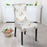 Cartoon Bull Terrier Pattern Print Dining Chair Slipcover