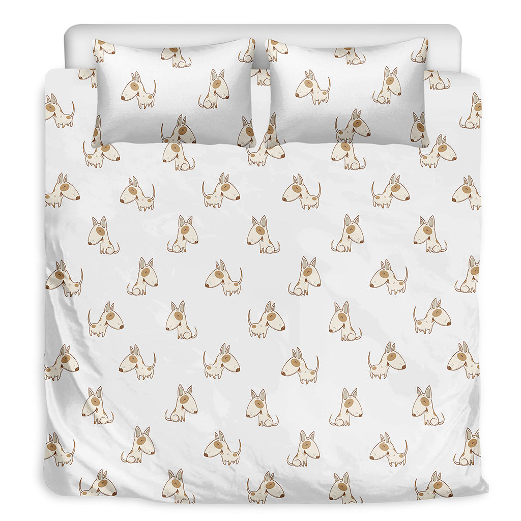 Cartoon Bull Terrier Pattern Print Duvet Cover Bedding Set