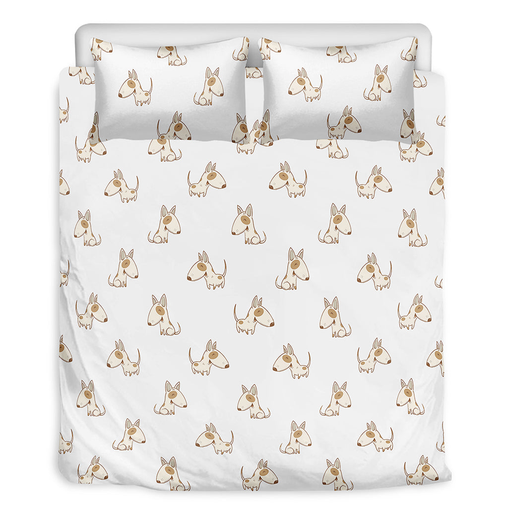 Cartoon Bull Terrier Pattern Print Duvet Cover Bedding Set