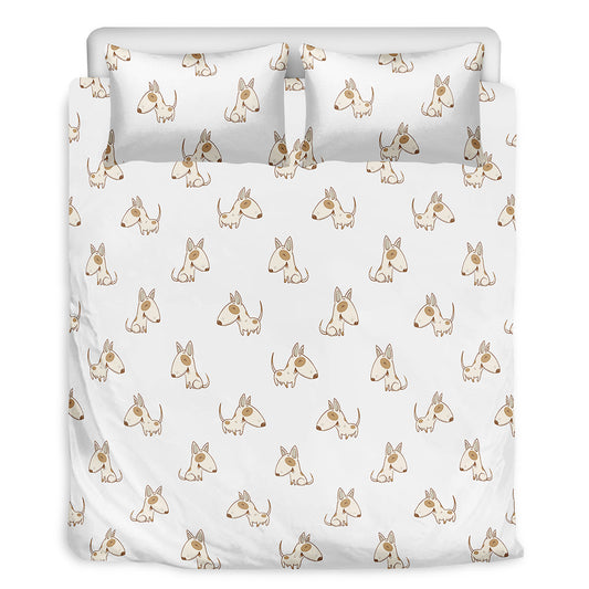 Cartoon Bull Terrier Pattern Print Duvet Cover Bedding Set