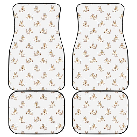Cartoon Bull Terrier Pattern Print Front and Back Car Floor Mats