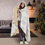 Cartoon Bull Terrier Pattern Print Hooded Blanket