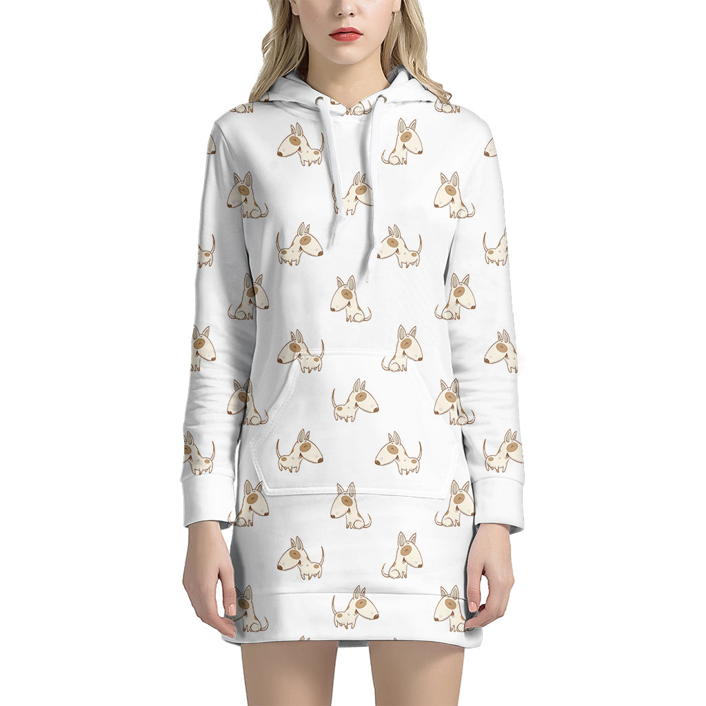 Cartoon Bull Terrier Pattern Print Hoodie Dress