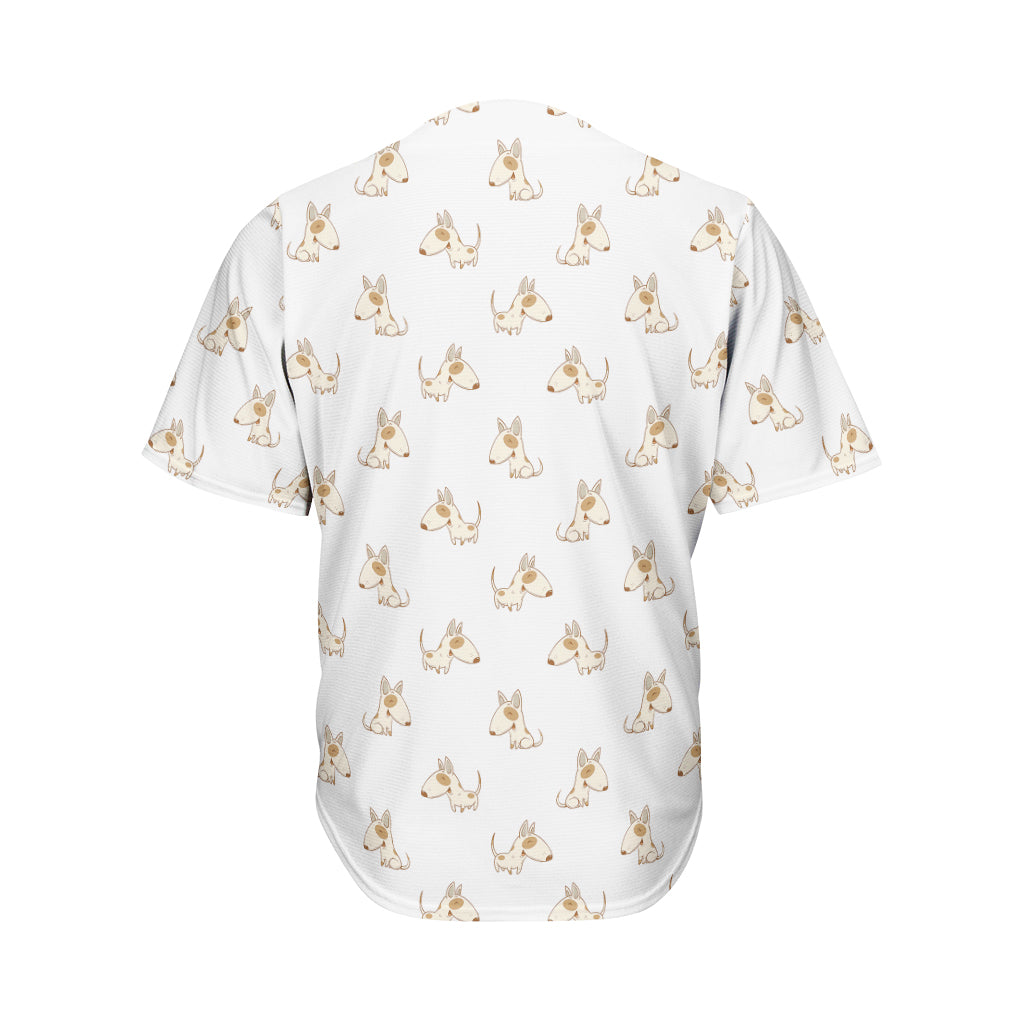 Cartoon Bull Terrier Pattern Print Men's Baseball Jersey