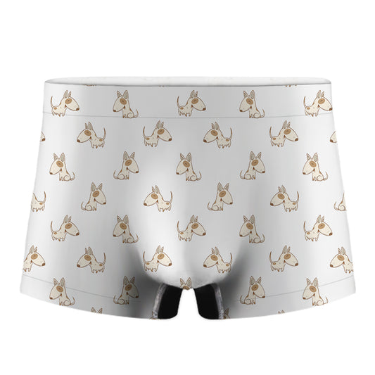 Cartoon Bull Terrier Pattern Print Men's Boxer Briefs