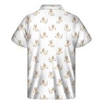 Cartoon Bull Terrier Pattern Print Men's Short Sleeve Shirt
