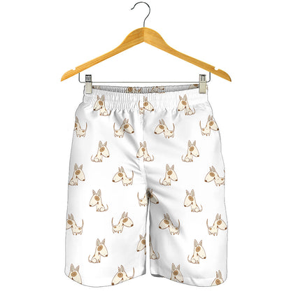 Cartoon Bull Terrier Pattern Print Men's Shorts