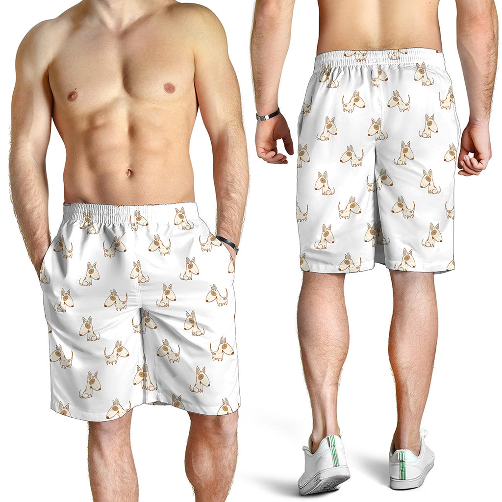 Cartoon Bull Terrier Pattern Print Men's Shorts